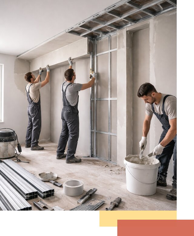 Монтаж потолка из гипсокартона с нишей в Новомосковске