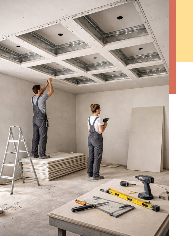 Кессонный потолок из гипсокартона в Новомосковске от 1910 руб. — монтаж и под ключ | ОТДЕЛОЧНИК-Нвм