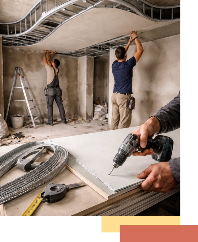 Криволинейный потолок из гипсокартона в Новомосковске — монтаж и отделка