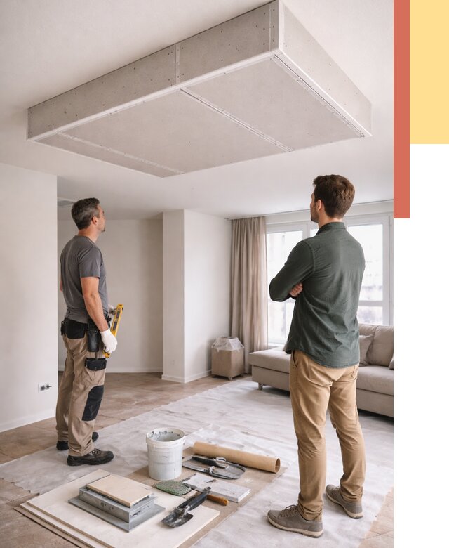 Короб на потолке из гипсокартона в Новомосковске от 2272 руб. — монтаж и услуги под ключ | ОТДЕЛОЧНИК-Нвм