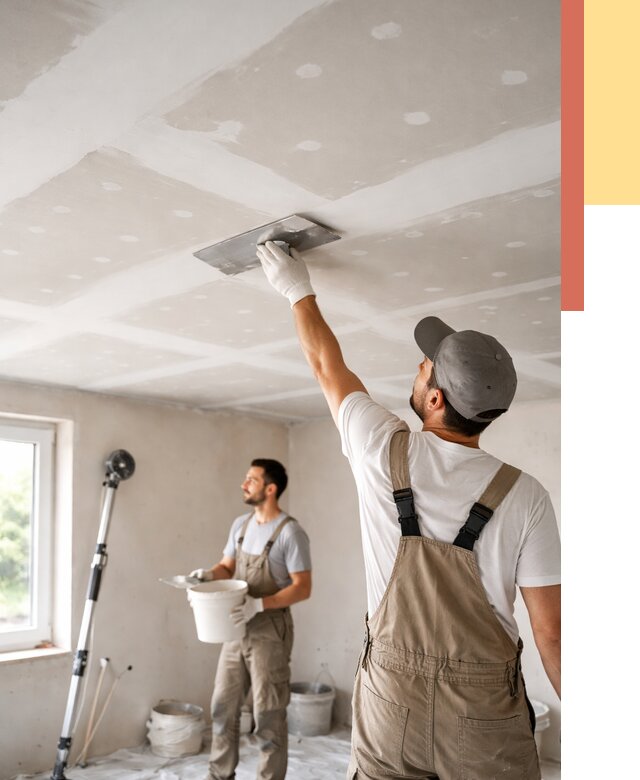 Шпаклевка потолка из гипсокартона в Новомосковске от 3304 руб./м2 — услуги под ключ | ОТДЕЛОЧНИК-Нвм