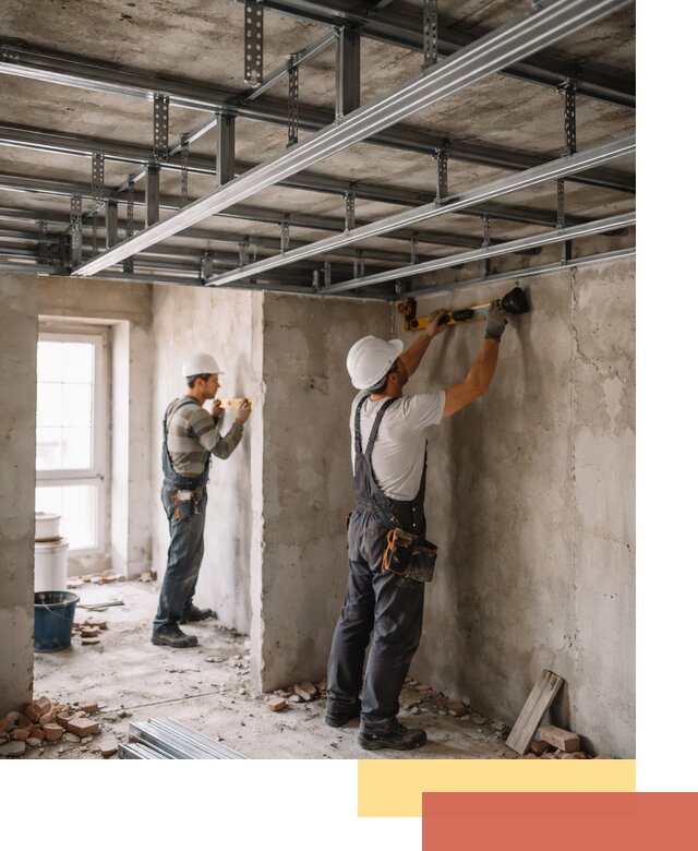 Монтаж каркаса потолка из профильного профиля в Новомосковске