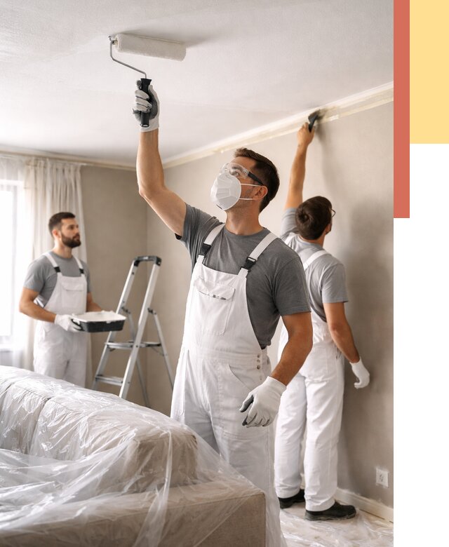 Покраска потолка водоэмельсионной краской в Новомосковске от 2272 руб/м² — услуги под ключ | ОТДЕЛОЧНИК-Нвм