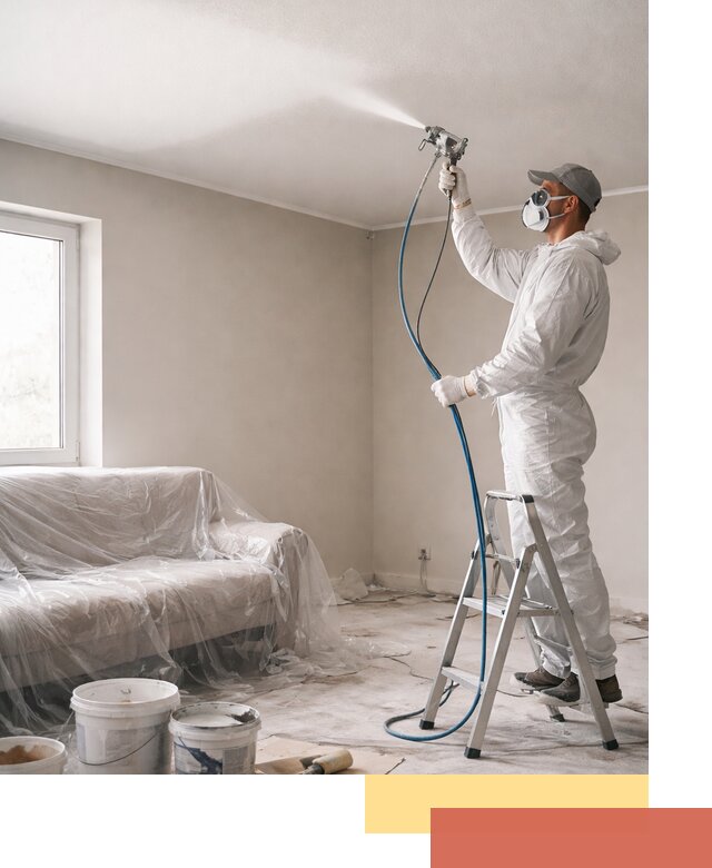 Покраска потолка краскопультом в Новомосковске быстро и качественно