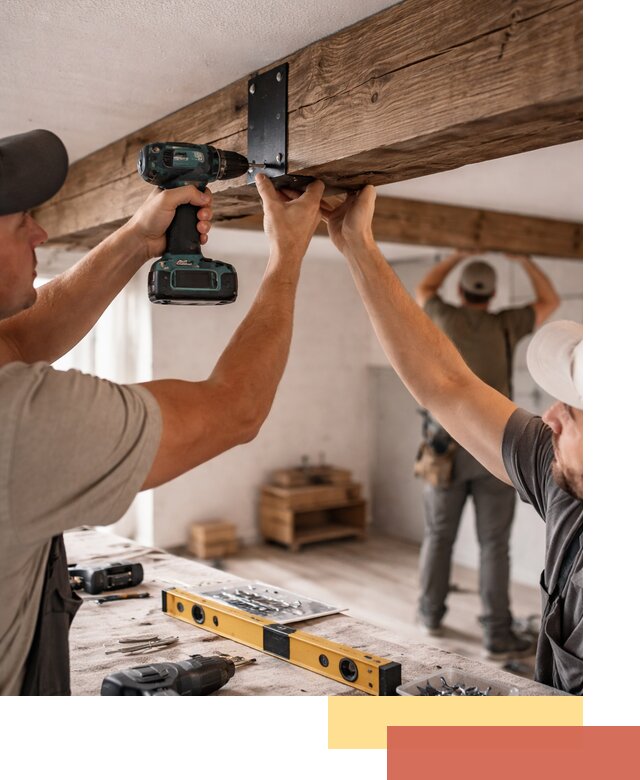 Монтаж декоративных потолочных балок в Новомосковске