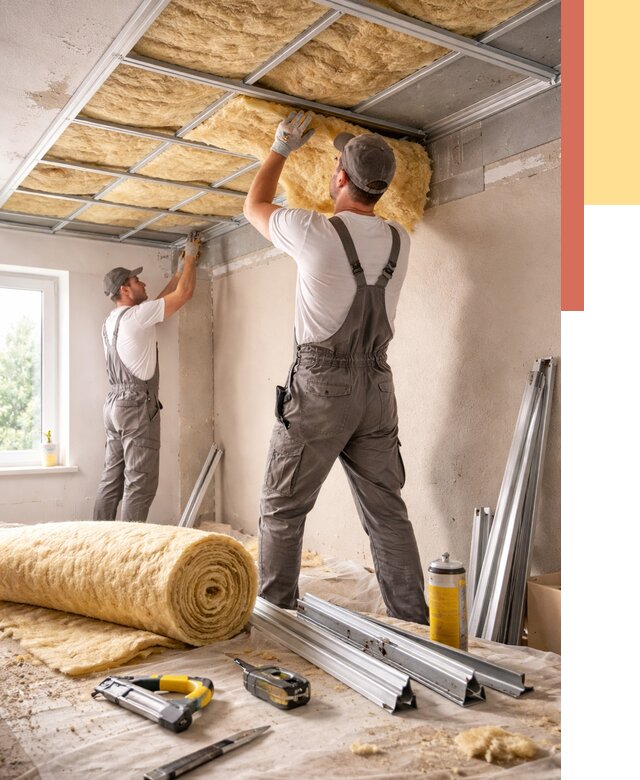 Утепление потолка в Новомосковске от 7434 руб/м2 — недорого, быстро, под ключ | ОТДЕЛОЧНИК-Нвм