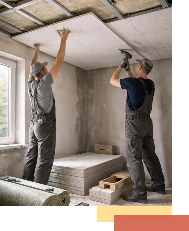 Шумоизоляция потолка панелями ЗИПС в Новомосковске